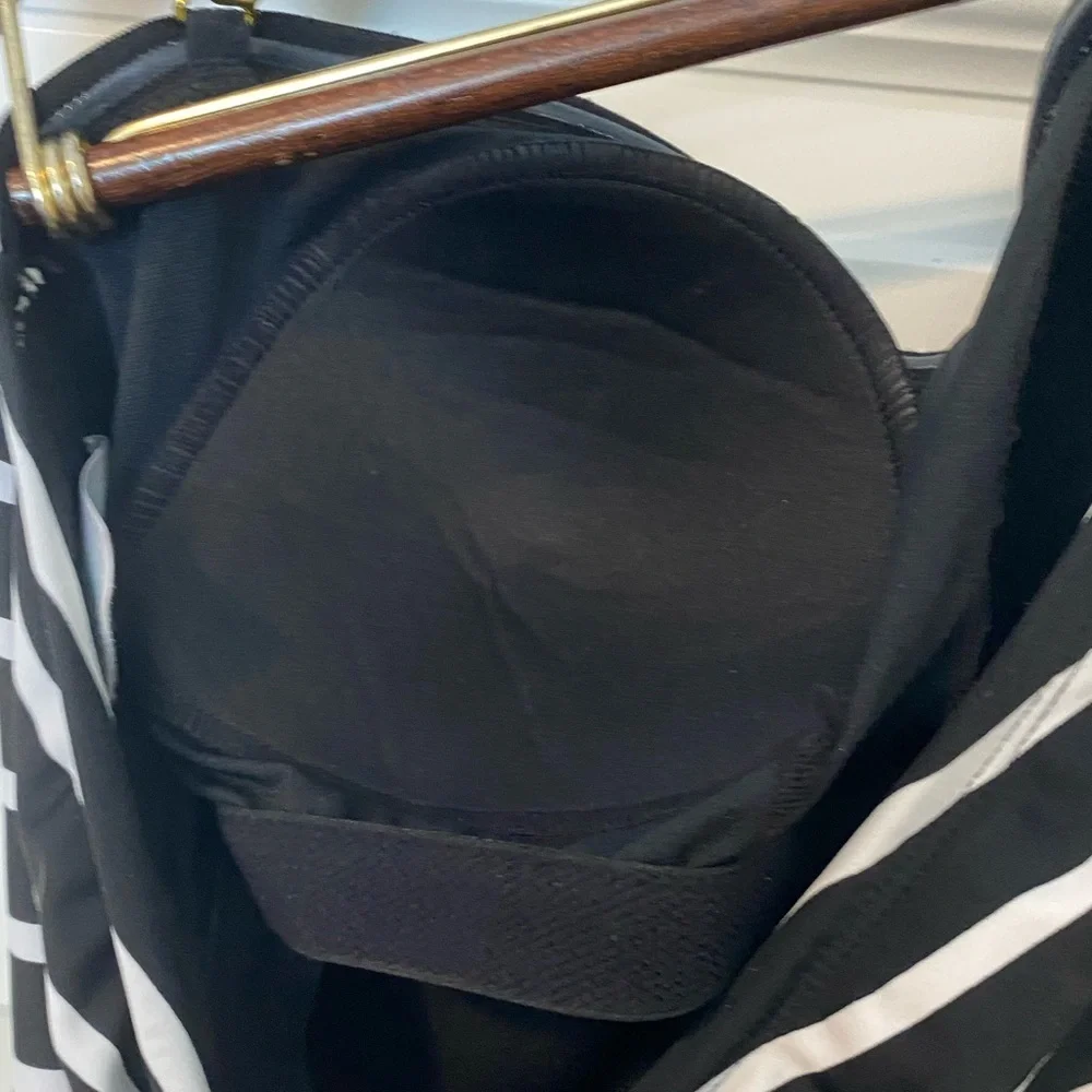 * Kona Sol Black White Striped Strapless or Halter One Piece Swimsuit Size M - Picture 7 of 8